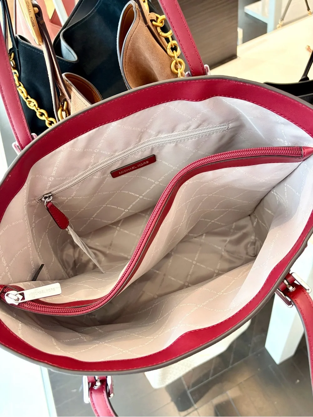 Michael Kors Voyager Large Color-Block Signature Logo Tote Shoulder Bag